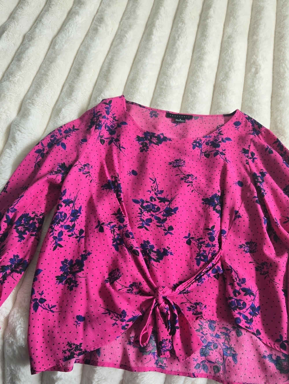 Sanctuary Hot Pink Floral Tie-Front Blouse